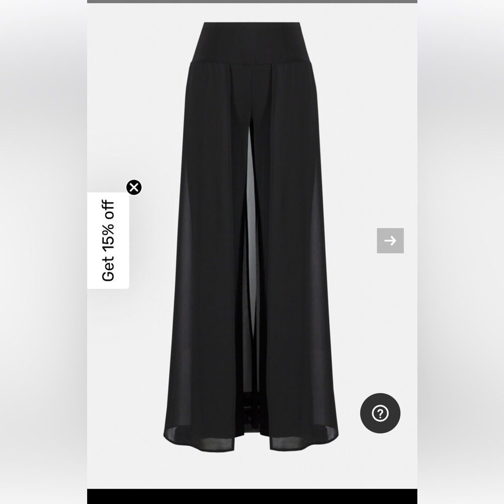 Joseph Ribkoff Black Wide Leg Pants with overlay chiffon - Picture 2 of 14